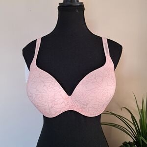 Maidenform Pink Floral Bra Women's Size 36C Feminine Pretty Pastel Wirefree